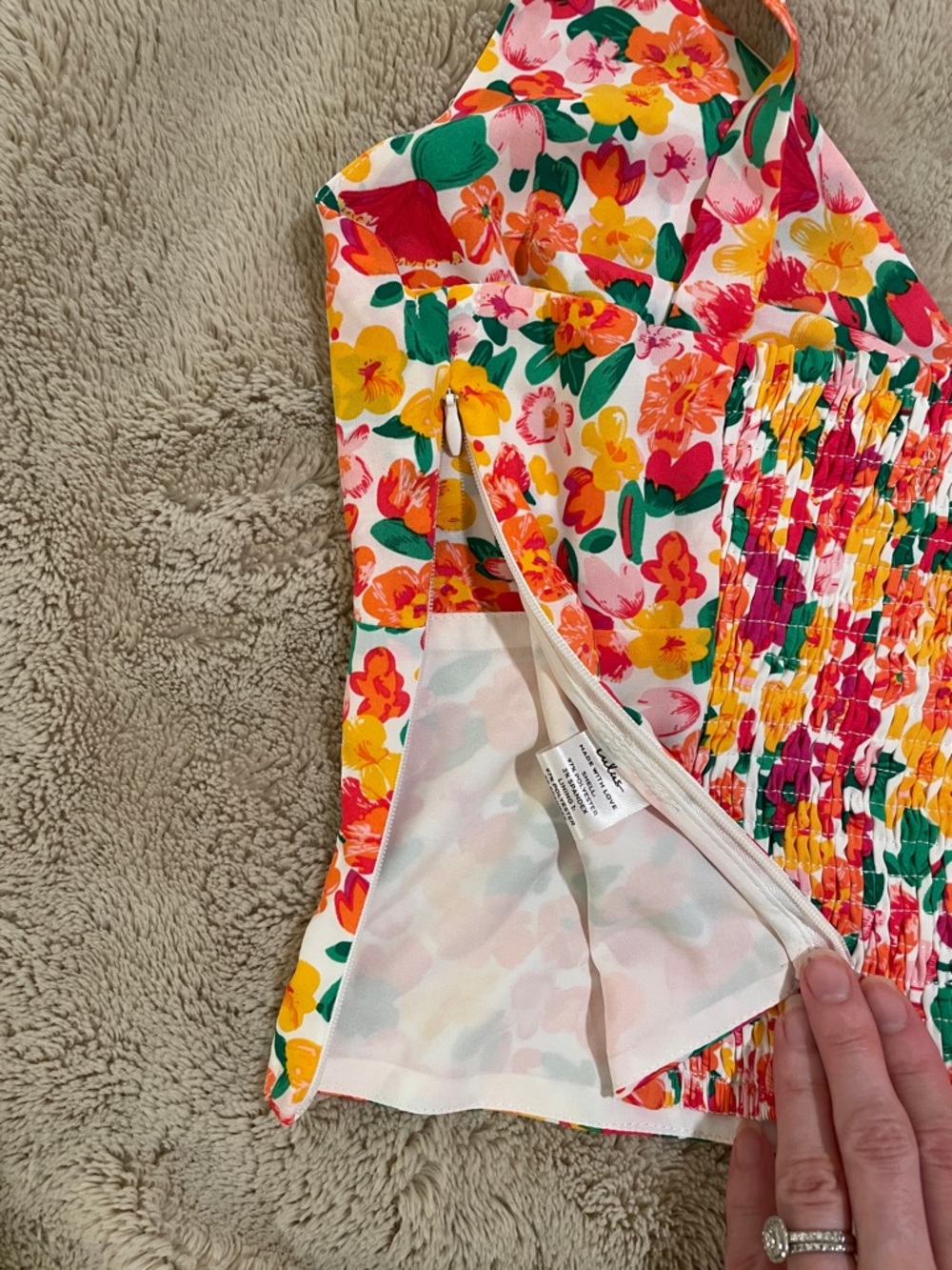 Lulu's Floral Tie-Shoulder Crop Top with Cutout - Picture 4 of 5
